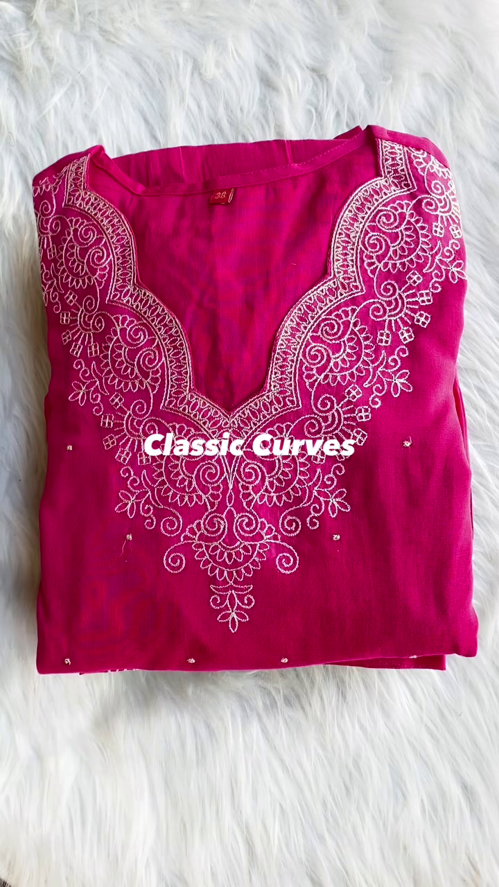 Pink Ethnic Motifs Embroidered Round Neck Thread Work Straight Kurta A2