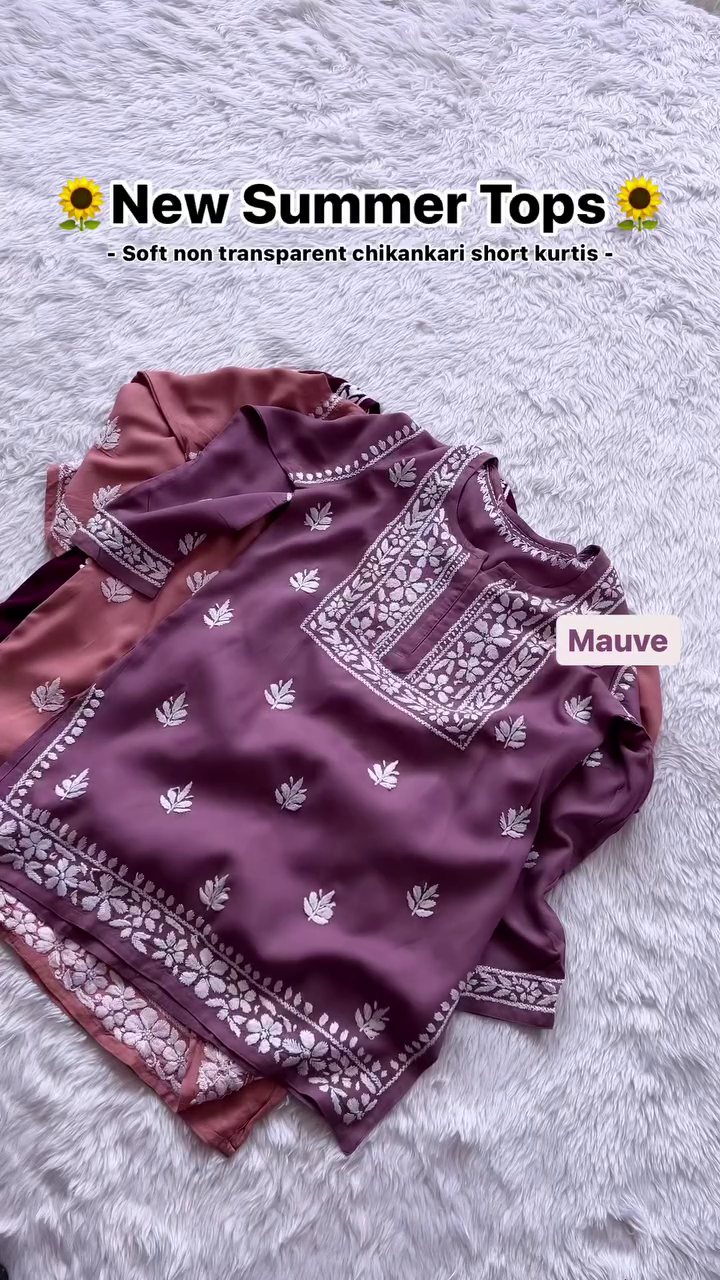 Lucknowi Chikankari Rayon Short Top
