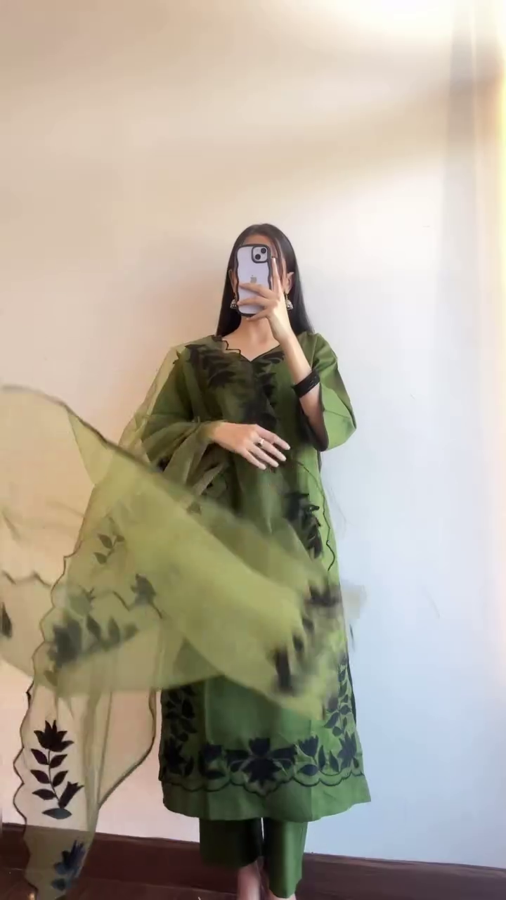 Festive Arrival Georgette Green Floral Dress