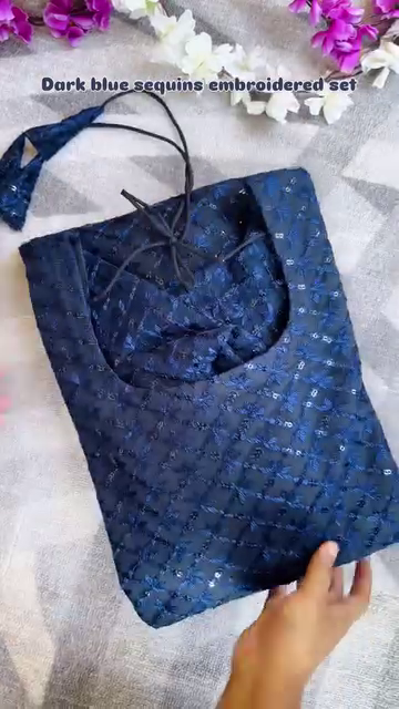 Sequin Blue Designer Dress Set with Sequin work only 90/- 2AG2