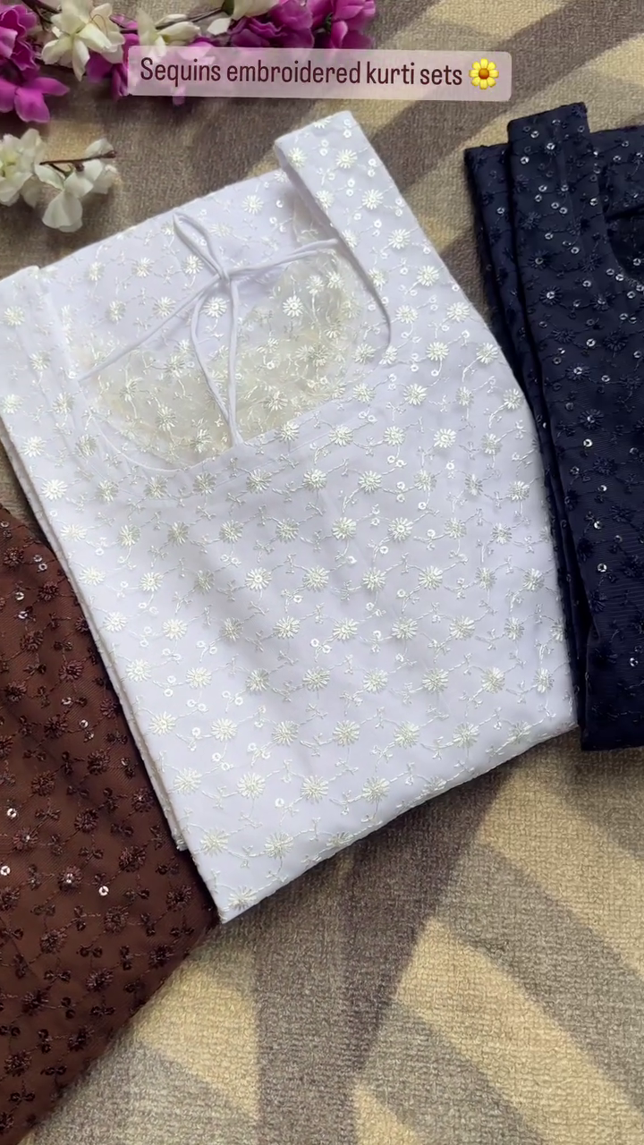 Nudy White Dress Set with Sequin work only 90/- (JL28-1.2)